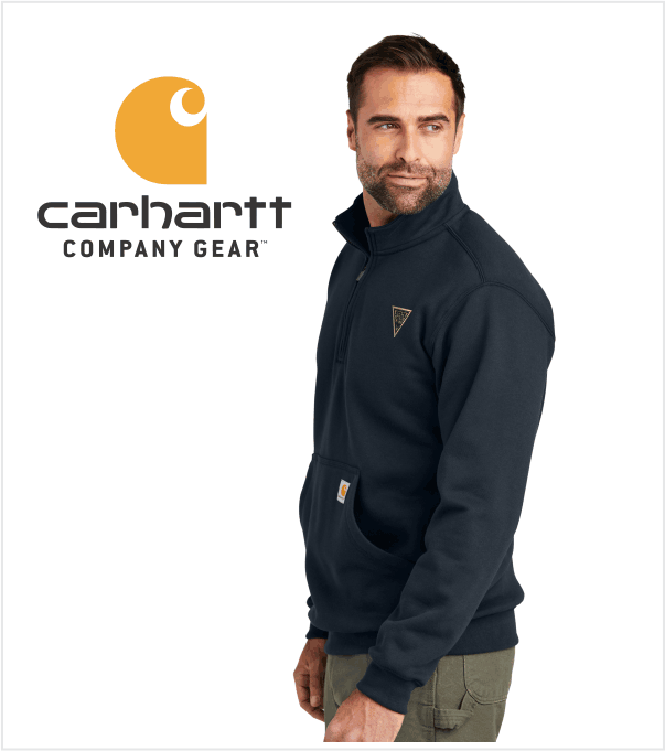 CARHARTT Navy QUARTER-ZIP PULLOVER with Embroidered Logo – True
