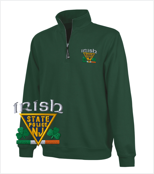 Charles River CROSSWIND Quarter-Zip Pullover Forest Green with IRISH Embroidered Logo
