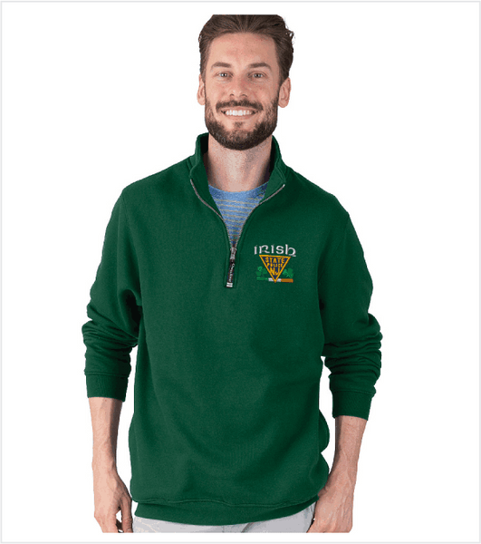 Charles River CROSSWIND Quarter-Zip Pullover Forest Green with IRISH Embroidered Logo