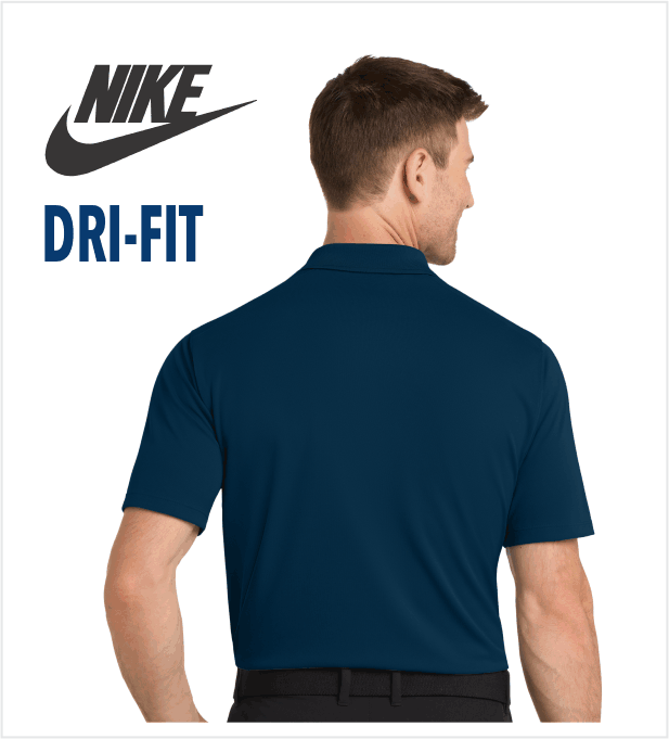 NIKE Navy DRI-FIT Polo with Embroidered Wreath Logo – True Blue