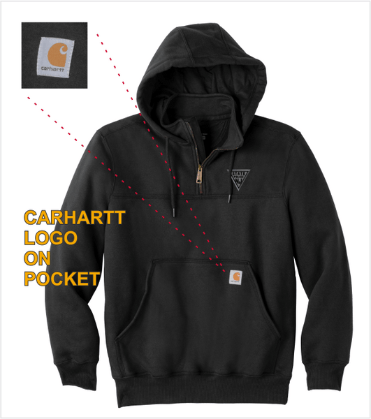 Carhartt RAIN DEFENDER Black QUARTER-ZIP Hood with Embroidered Logo