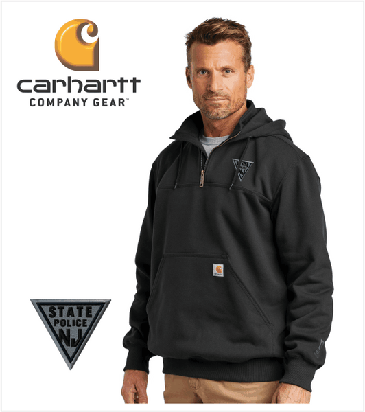 Carhartt RAIN DEFENDER Black QUARTER-ZIP Hood with Embroidered Logo