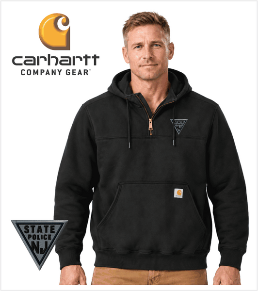 Carhartt RAIN DEFENDER Black QUARTER-ZIP Hood with Embroidered Logo