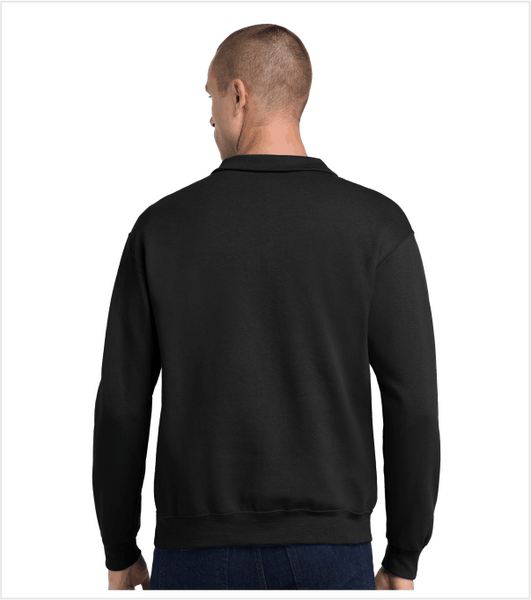 BLACK QUARTER-ZIP Sweatshirt Pullover with Embroidered Logo