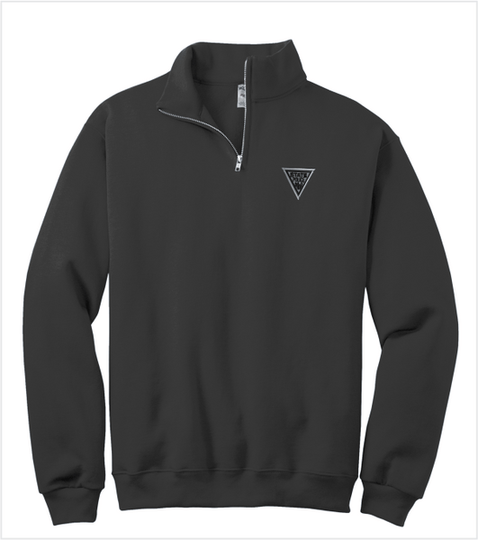 BLACK QUARTER-ZIP Sweatshirt Pullover with Embroidered Logo