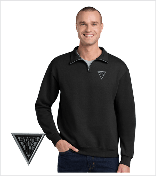 BLACK QUARTER-ZIP Sweatshirt Pullover with Embroidered Logo