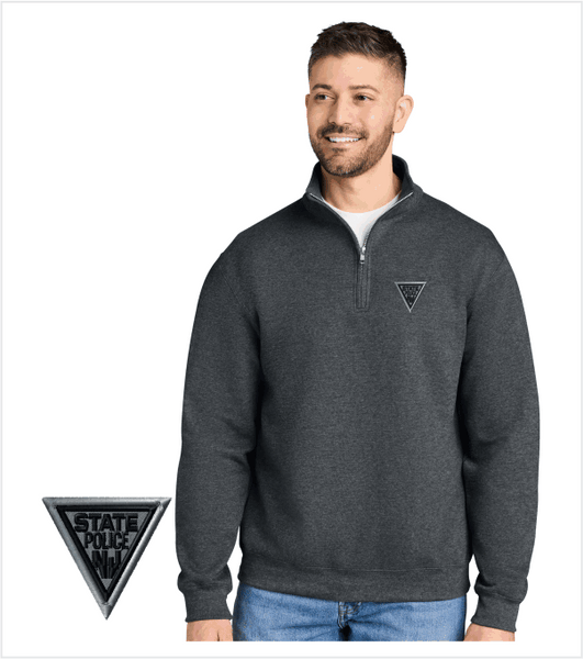 DARK HEATHER Quarter-Zip Pullover with Embroidered Classic Logo