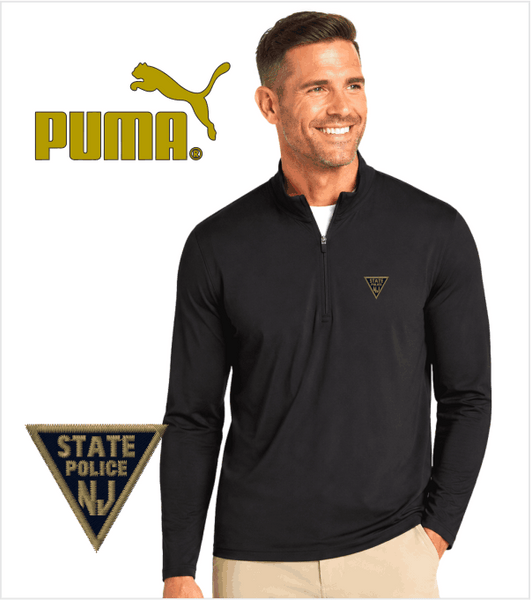 PUMA Black Performance Quarter-Zip Pullover with Embroidered Logo