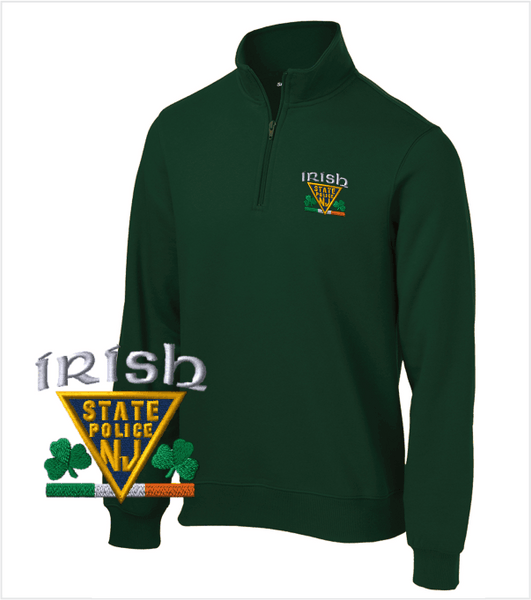 IRISH Quarter-Zip Pullover Forest Green with Embroidered Logo