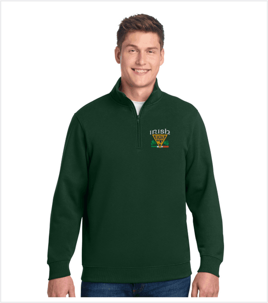 IRISH Quarter-Zip Pullover Forest Green with Embroidered Logo