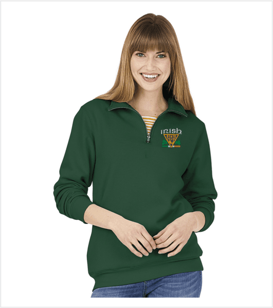 IRISH Quarter-Zip Pullover Forest Green with Embroidered Logo