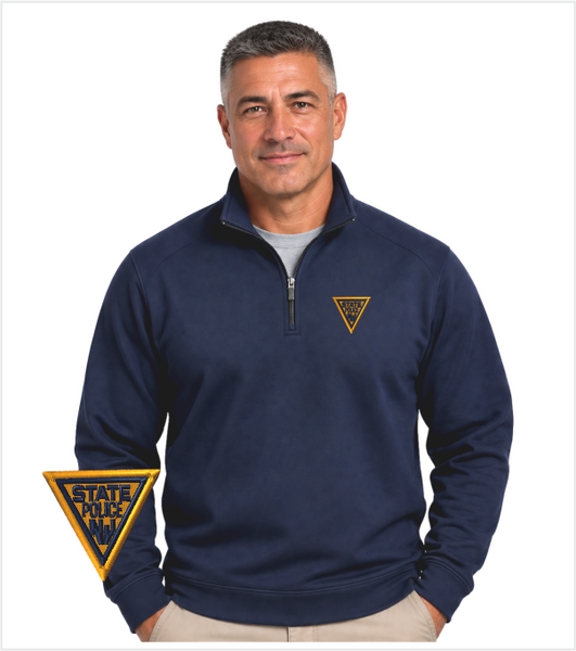 NAVY Quarter-Zip Pullover with Embroidered Classic Logo