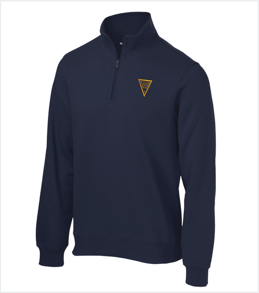 NAVY Quarter-Zip Pullover with Embroidered Classic Logo