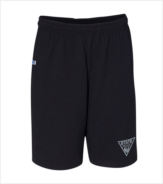 Black RUSSELL Cotton Shorts with Pockets and Printed Logo