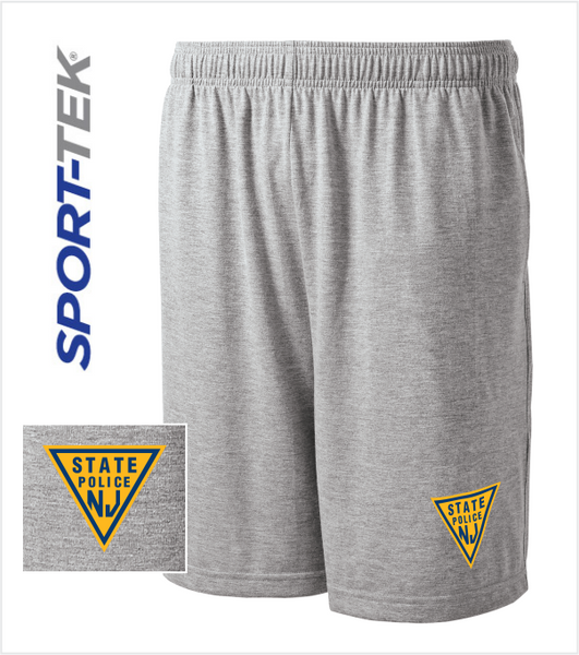 Athletic Grey Jersey Shorts with Pockets and Printed Logo