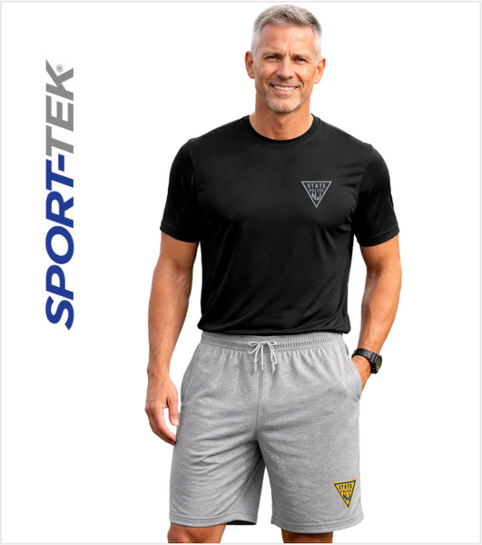 Athletic Grey Jersey Shorts with Pockets and Printed Logo