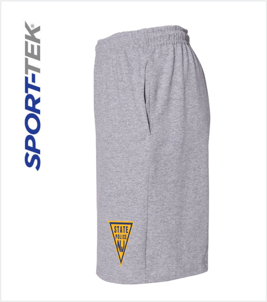 Athletic Grey Jersey Shorts with Pockets and Printed Logo