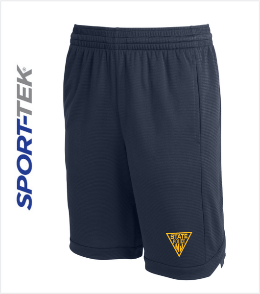 SPORT-TEK Navy Athletic SHORTS with Pockets and Printed Triangle Logo