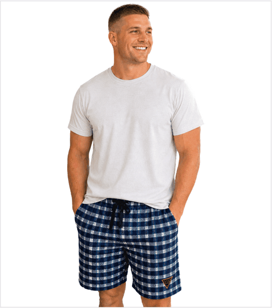 FLANNEL Navy Shorts with Pockets and Embroidered Logo