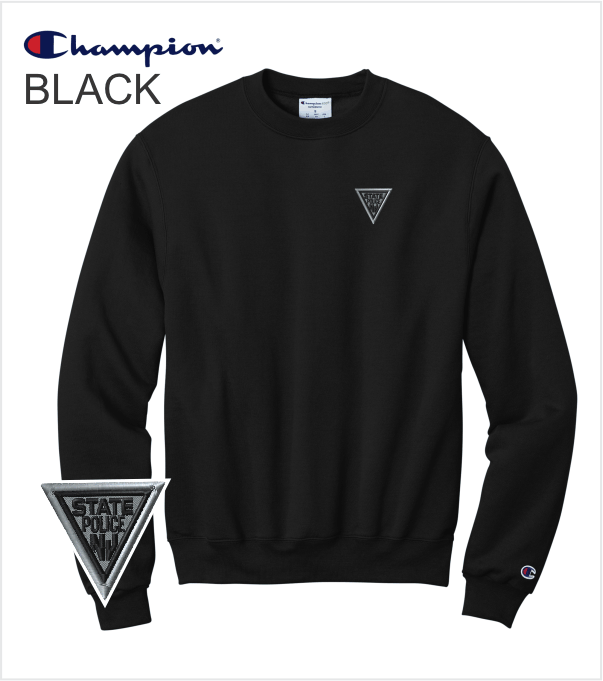 CHAMPION BLACK Crewneck with Iconic Embroidered Logo