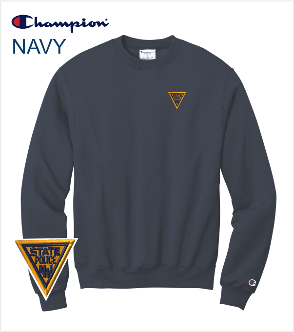 CHAMPION Navy Crewneck with Iconic Embroidered Logo