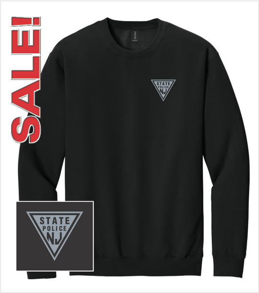 BLACK Crewneck with Printed Grey Left Chest Logo