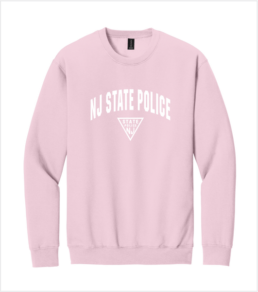 SOFTSTYLE Light Pink Crewneck with Printed Full Front Logo