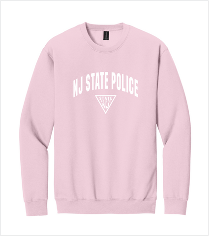 SOFTSTYLE Light Pink Crewneck with Printed Full Front Logo