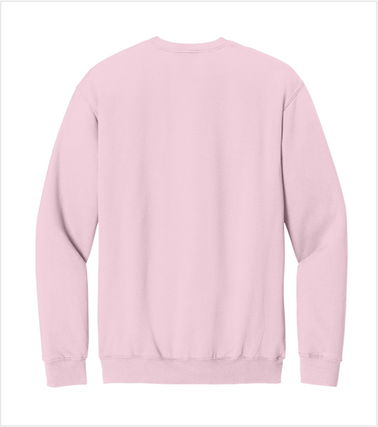 SOFTSTYLE Light Pink Crewneck with Printed Full Front Logo
