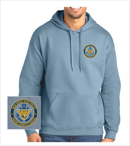 MARINE SERVICES HOOD STONE BLUE with Left Chest & Back Printed Logos