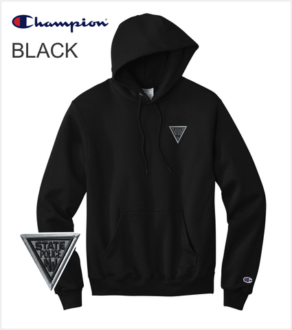 CHAMPION BLACK Hoodie with Iconic Embroidered Logo