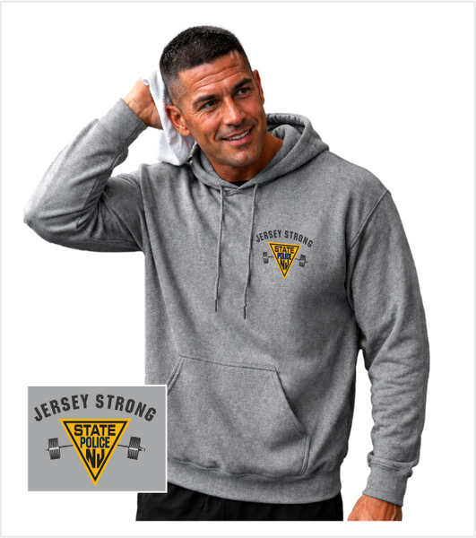 Athletic Grey HOOD Printed with JERSEY STRONG Logo