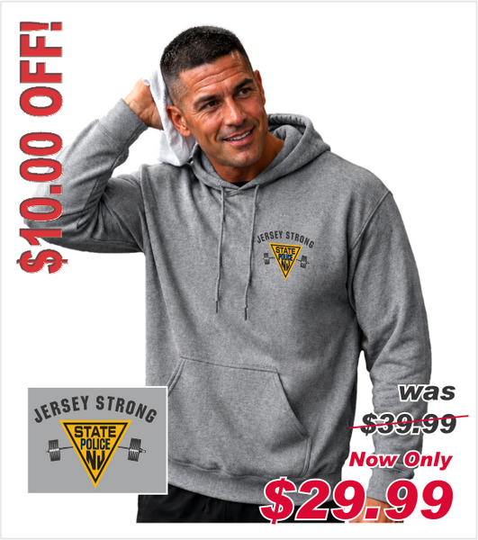 Athletic Grey HOOD Printed with JERSEY STRONG Logo