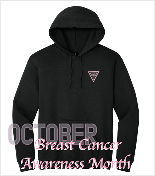 BLACK Hood with Embroidered AWARENESS PINK Left Chest Logo