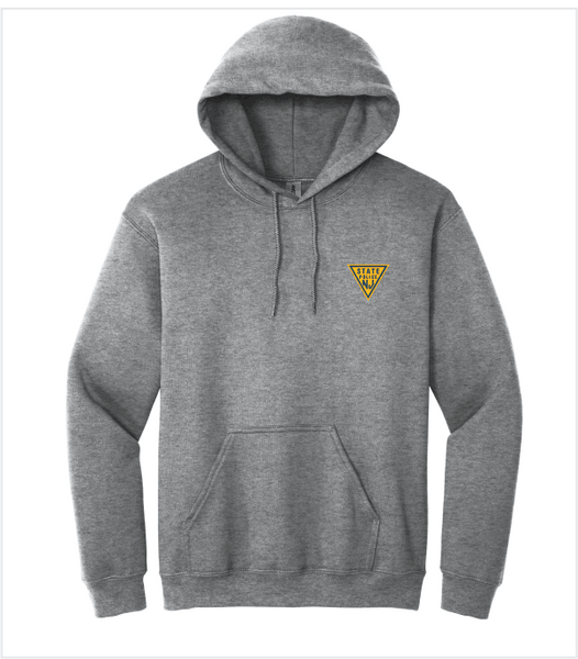 GRAPHITE HEATHER GREY HOOD with Printed Classic Triangle Logo