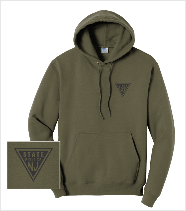 OLIVE DRAB Hood with Printed Classic Logo in Black