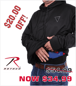 Rothco Concealed Carry Black Tactical Hoodie with Embroidered Logo & Velcro US Flag on Right Sleeve