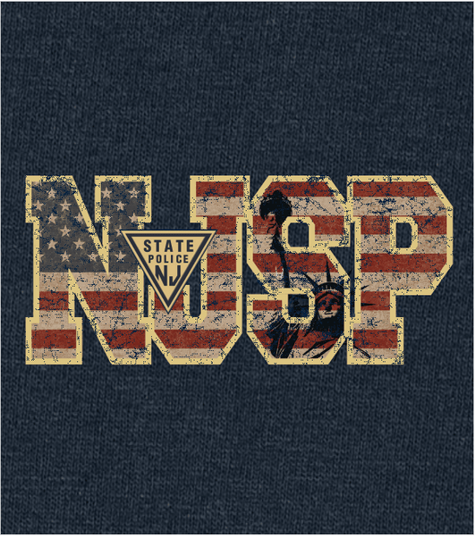 NJSP FLAG and Statue of Liberty Printed on NAVY Premium Hood