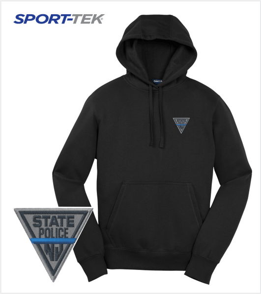 Premium BLACK Hoodie with Embroidered BLUE LINE Triangle Logo
