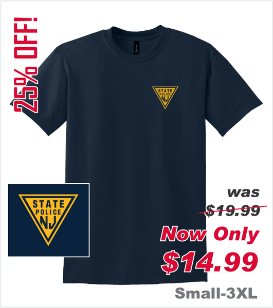 Navy T-Shirt to Size 4X with Printed Classic Logo in Gold