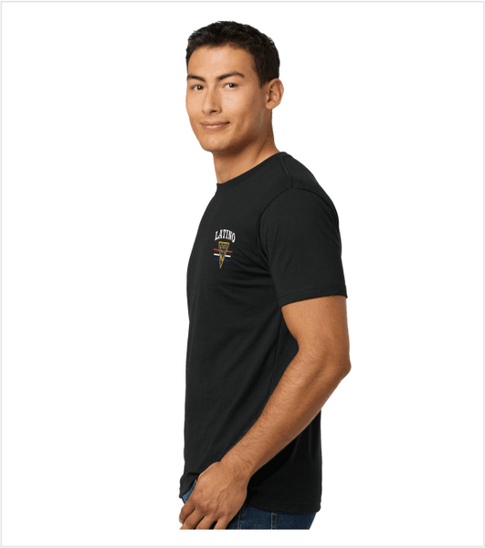 LATINO Black PREMIUM T-shirt with Printed Multi-color Logo