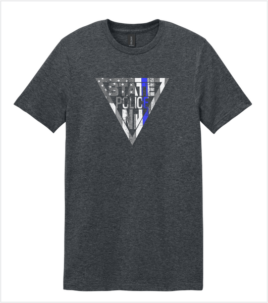 US FLAG BLUE LINE TRIANGLE Printed on Premium T-Shirt