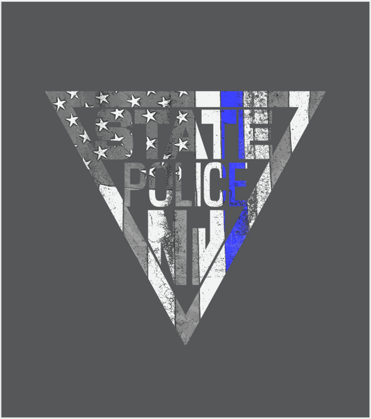US FLAG BLUE LINE TRIANGLE Printed on Premium T-Shirt