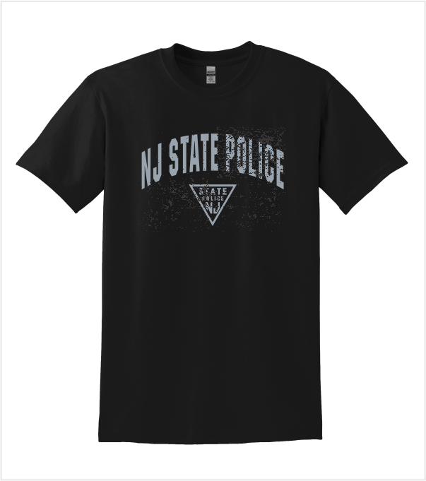 BLACK T-Shirt with Printed Full Front Distressed Logo