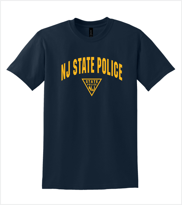 Navy T-Shirt with FULL FRONT Printed Logo in Gold