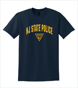 Navy T-Shirt with FULL FRONT Printed Logo in Gold