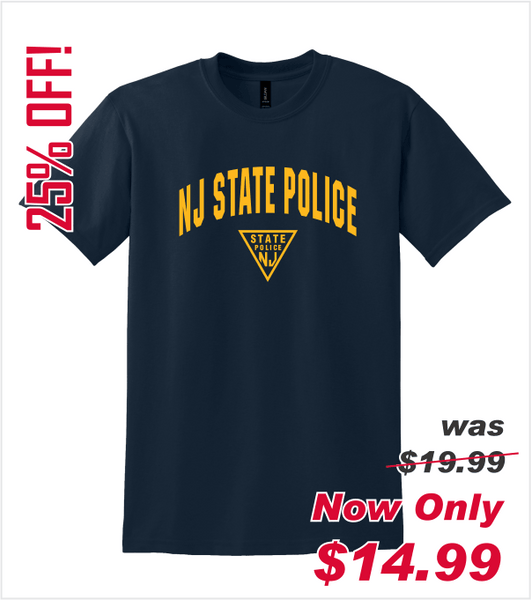 Navy T-Shirt with FULL FRONT Printed Logo in Gold