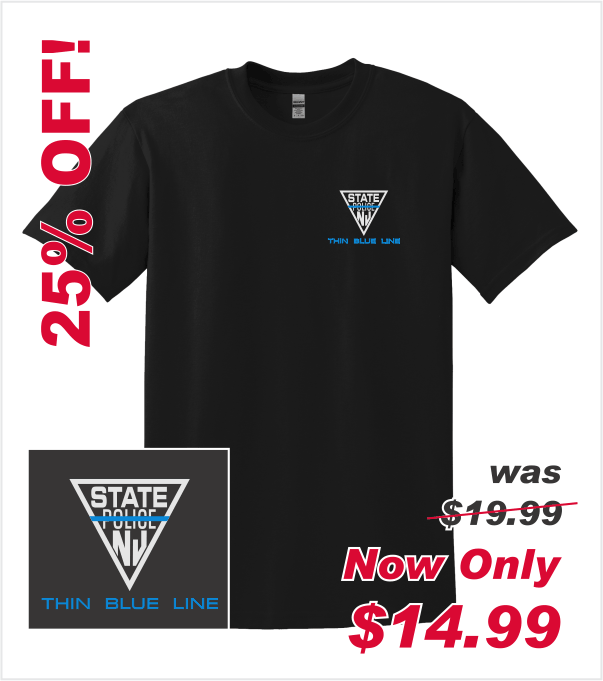 THIN BLUE LINE Black T-Shirt with Printed Logo