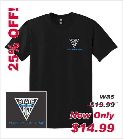 THIN BLUE LINE Black T-Shirt with Printed Logo