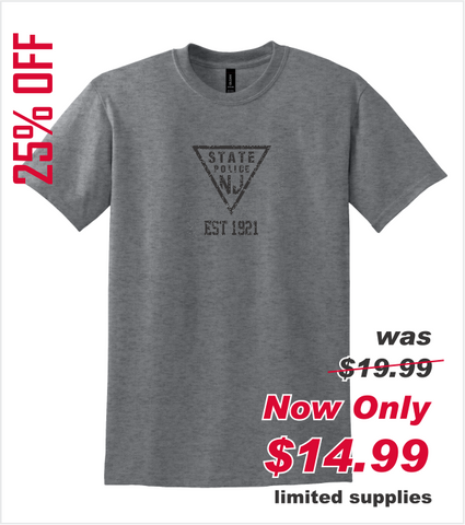 Graphite Heather T Printed with Classic Triangle/1921 Logo